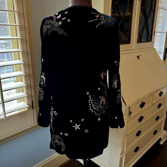 Johnny Was Eden Voyager Silk Velvet Black Button-Up Tunic Jacket - Picture 2 of 14
